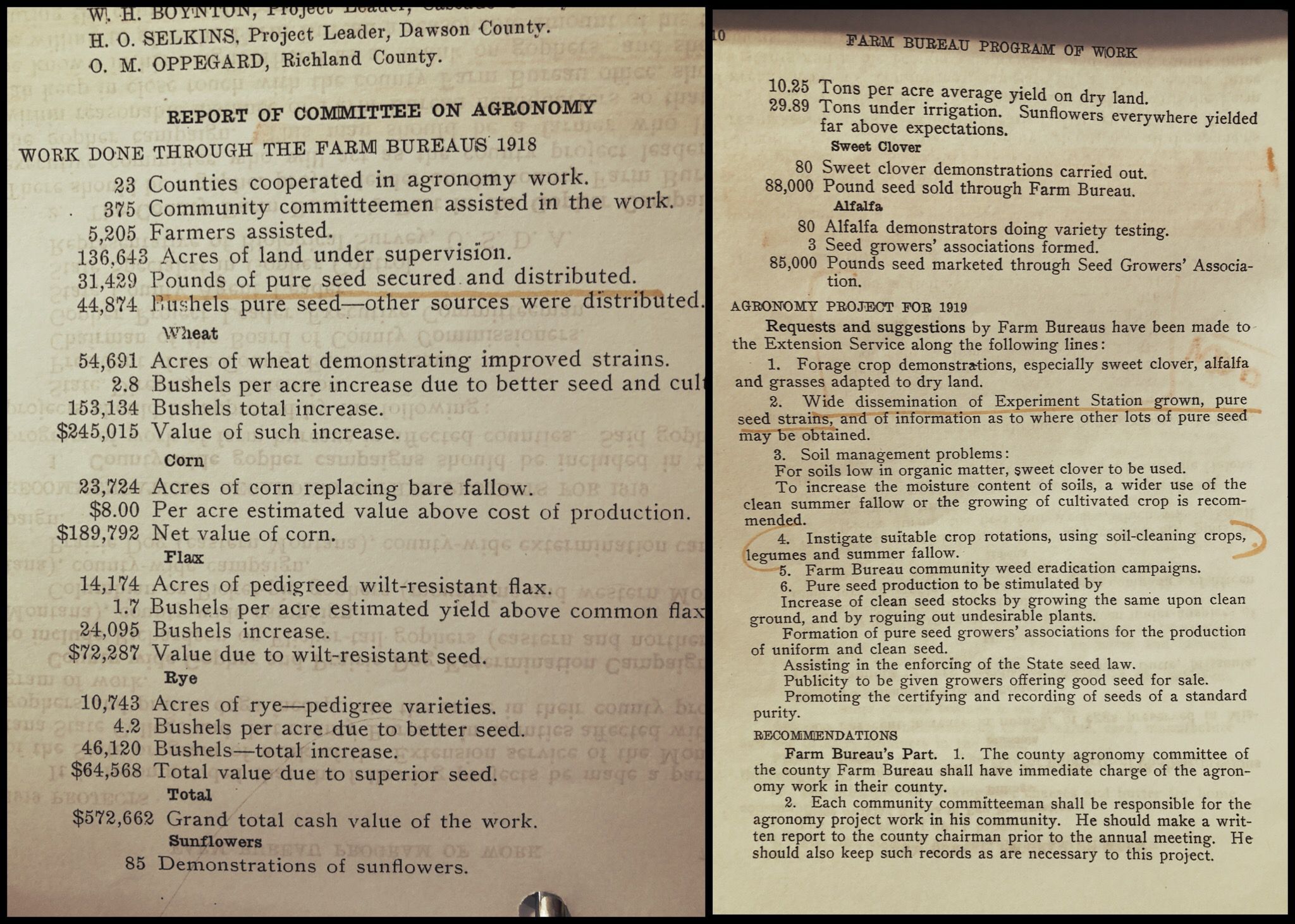 1919 Agronomy Committee Report